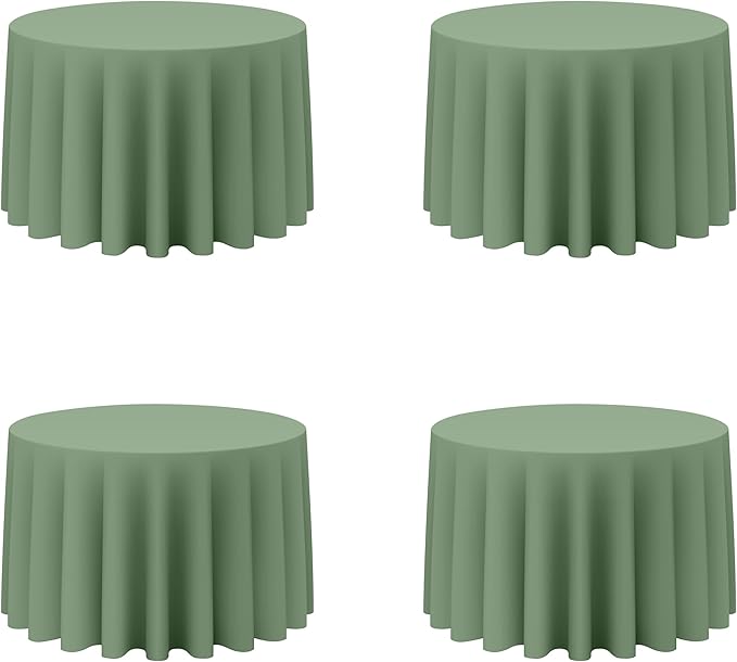 BRILLMAX 4 Pack Sage Green Round Tablecloths 108 Inch by BRILLMAX