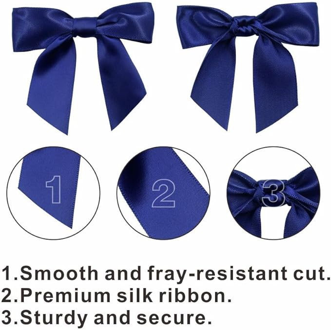 2.5" Hgzgch Dark Blue Satin Ribbon Bow - Image 3