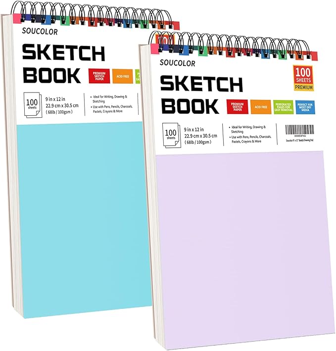 Soucolor 9 x12 Inch Sketch Book, Teen Girl Trendy Stuff, Halloween & Christmas by Soucolor