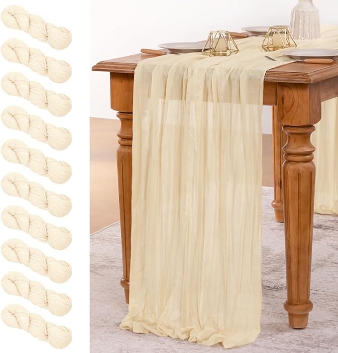 MLMW 10 Pack Beige Table Runner Cheesecloth Boho Gauze Rustic Cheese Cloth by MLMW