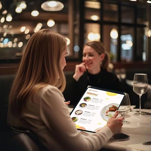 Goodsmart Restaurant Menu Covers – 25 Pack Black 2-View, Top-Loading Menu - Image 7