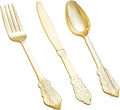 bUCLA 600 Pieces Gold Plastic Silverware by BUCLA