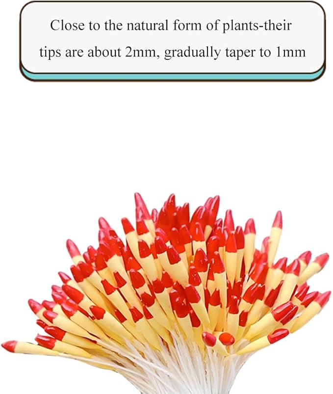 HAHIYO 700Pcs 2mm Yellow and Red Matte Double Head Flower Stamen Pistil - Image 3