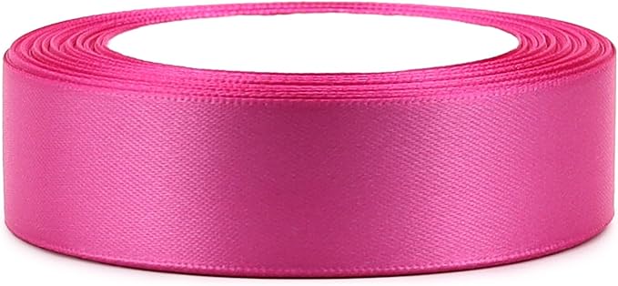Hot Pink Solid Satin Ribbon 1 Inch 25 Yards Solid Polyester Fabric Ribbon - Image 3