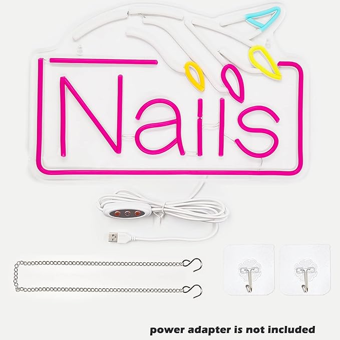 Nails Neon Sign Nail Salon Room Decor Window Wall Art - Image 4