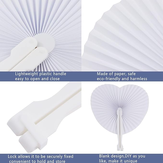 ZWIN 48 Pcs Heart Shaped Paper Fans - Image 4