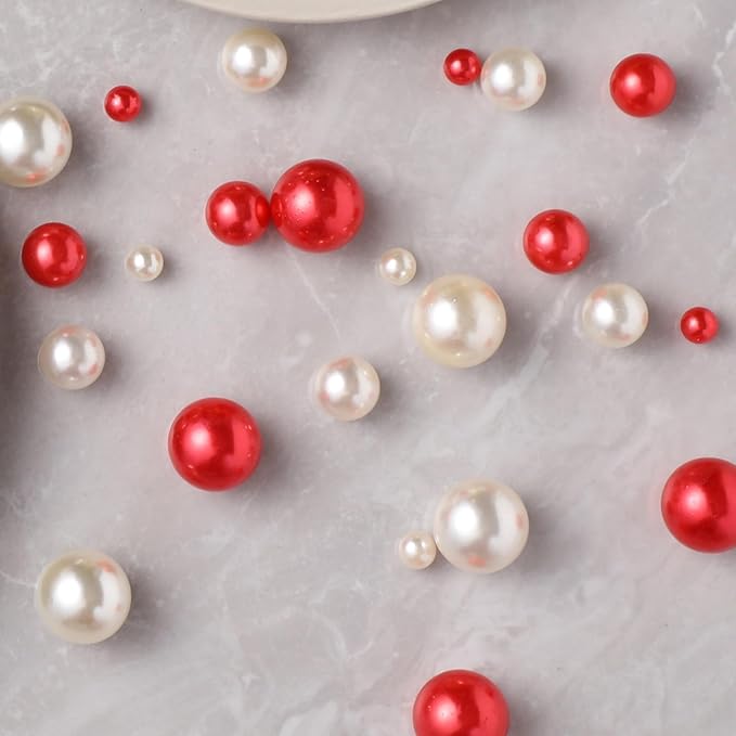 200 Pcs Vase Filler Beads White and Red Pearl Beads - Image 6