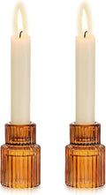 Hewory Glass Taper Candle Holders: 2PCS Amber Elegant Candle Holder Candlestick by Hewory