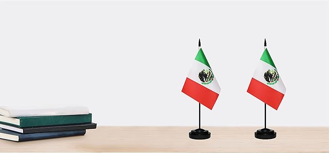 Mexico Mexican Deluxe Desk Flag Set Small Mini Miniature Mexico Mexican Table - Image 6