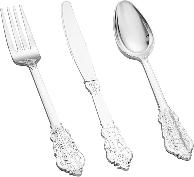 BUCLA 600PCS Silver Plastic Silverware by BUCLA