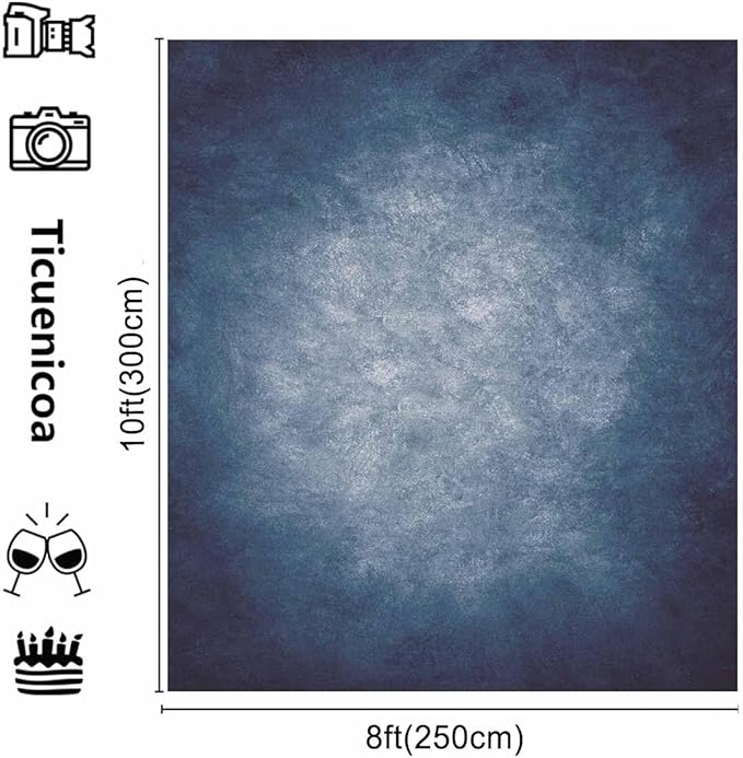 8x10ft Dark Blue Gradient Portrait Photo Backdrops Bright Center Abstract - Image 4