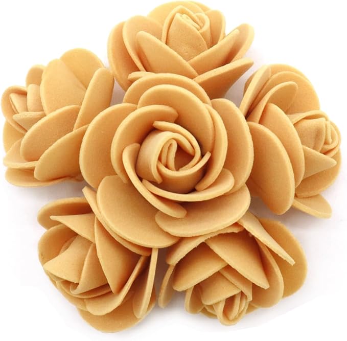 Artificial Flowers 100PCS 3CM Mini Gold Yellow Fake Roses - Image 3