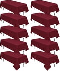 10 Pack Burgundy Tablecloths for 6ft Rectangle Tables 60 x 102 Inch by REWOMC