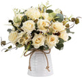 LESING Artificial Rose with Vase, Fake Silk Flowers Bouquets in Vase Table by LESING