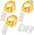 3 Pack Rechargeable String Fairy Lights 10ft 30 LED, 4 Modes Copper Wire by Unknown
