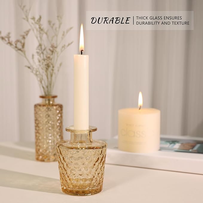 12pcs Glass Bud Vase Set, Small Gold Amber Flower Vases - Image 6