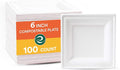 ECO SOUL Compostable Paper Plates 6 Inch Heavy Duty Disposable Dessert Plates by ECOSOUL