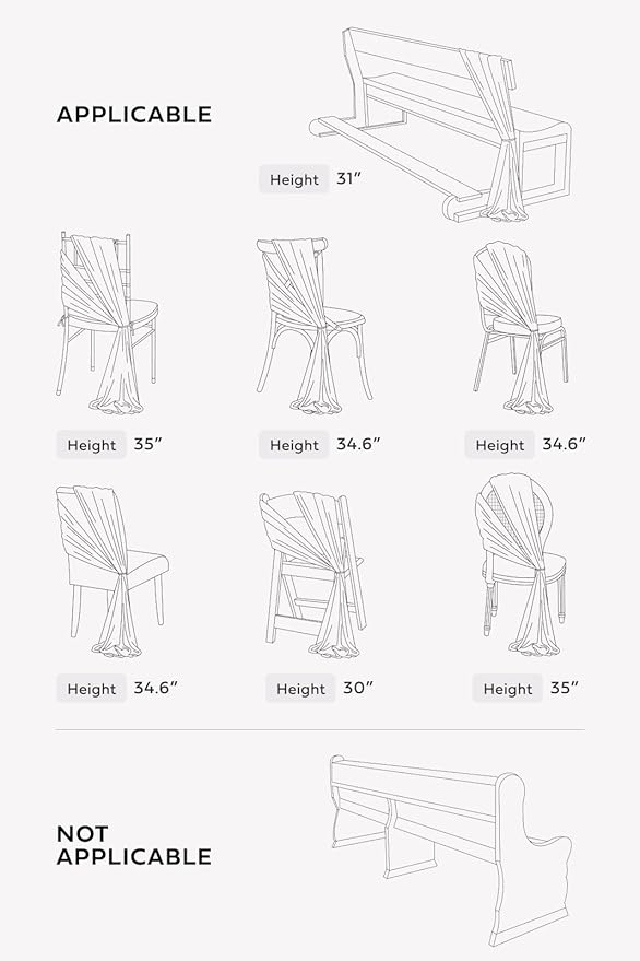 Ling's moment Wedding Chair Sashes Cover Aisle Decorations Draping Fabric - Image 4