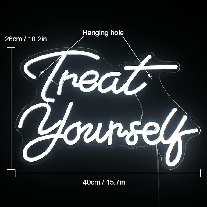 Treat Yourself Neon Signs White Led Sign - Image 2