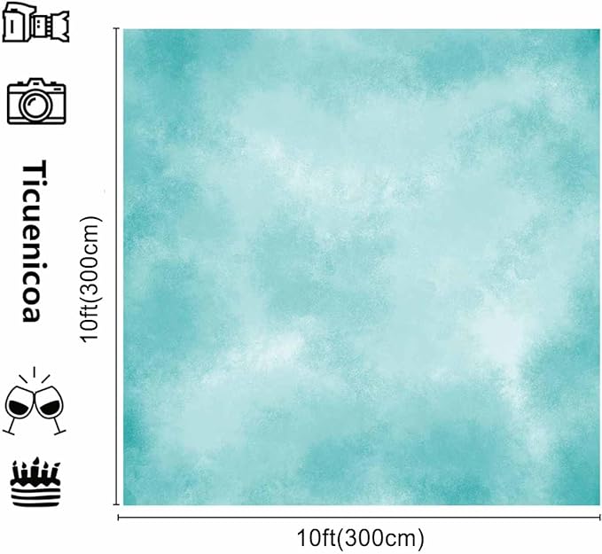 10x10ft Aqua Abstract Solid Photography Backdrops Gradient Portrait Photo Booth - Image 3