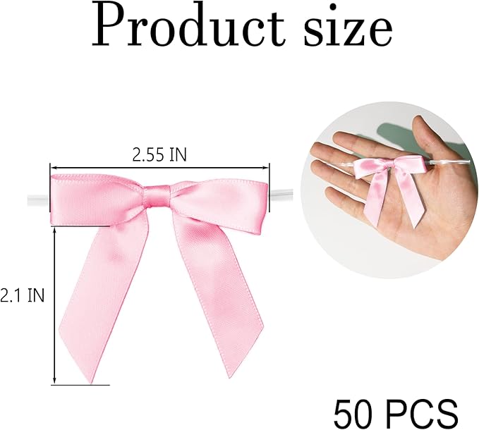 50Pcs Light Pink Twist Tie Bows - Image 5