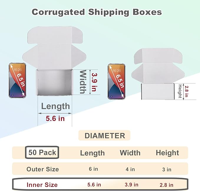 MEBRUDY 6x4x3 Inches Shipping Boxes Pack of 50, Small Corrugated Cardboard Box - Image 2
