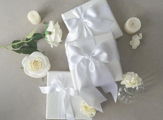 White Satin Ribbon 2.5 Inch Double-Faced Ribbons 25 Yards - Image 6