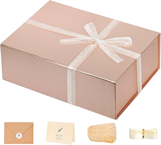 LIFELUM Gift Box for Presents 13.85'' x 8.35'' x 4.45'' Rose Gold Luxury Gift by LIFELUM