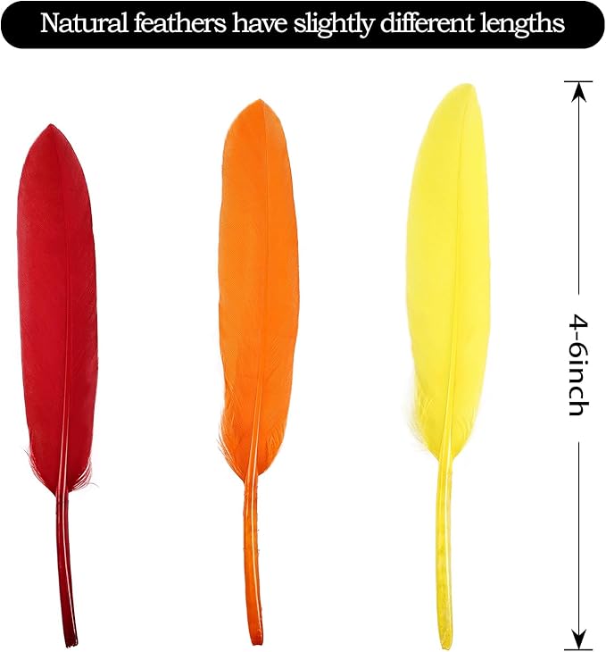 FeelfunFeather 120pcs Colorful Feathers Natural Bulk, 4-6 inch 10-15cm Red - Image 2
