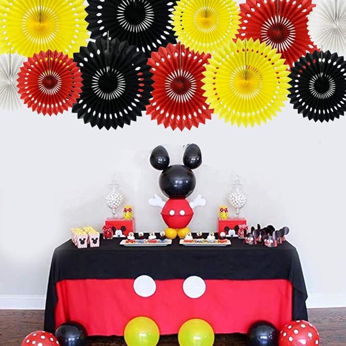 Red Yellow Black Hanging Tissue Honeycomb Round Paper Fans Decoration Kit - Image 4