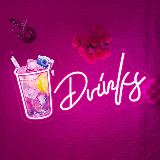 Drinks Neon Signs for Wall Decor, Cool Cocktail Glass LED Sign Art Wall Lights - Image 5