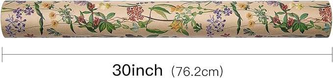 RUSPEPA 30" X 100' Wildflower Floral Wrapping Paper Large Kraft Paper Roll - Image 7