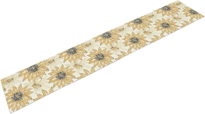 Chrysanthemum Vintage Floral Table Runner, Elegant Grunge Orange Sunflower - Image 9