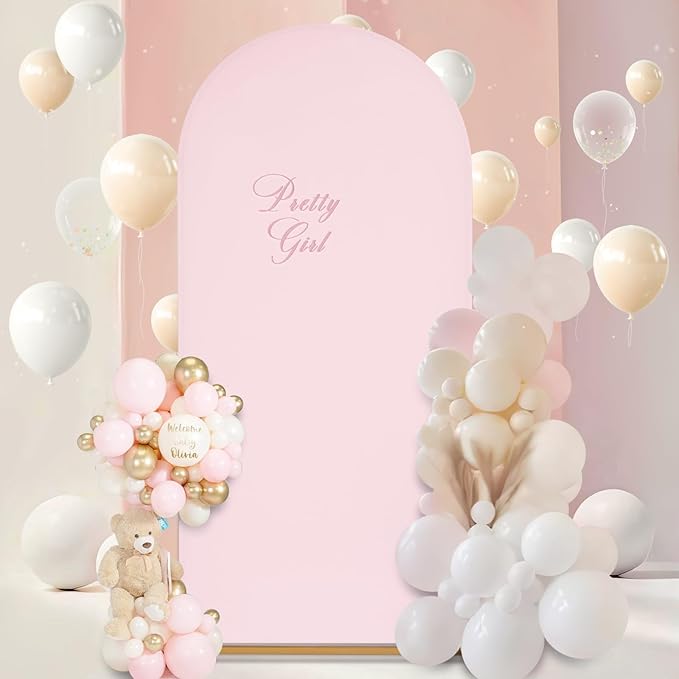 SoarDream Pink Wedding Arch Backdrop Cover 6.6FT Spandex Fitted Pink Wedding - Image 2