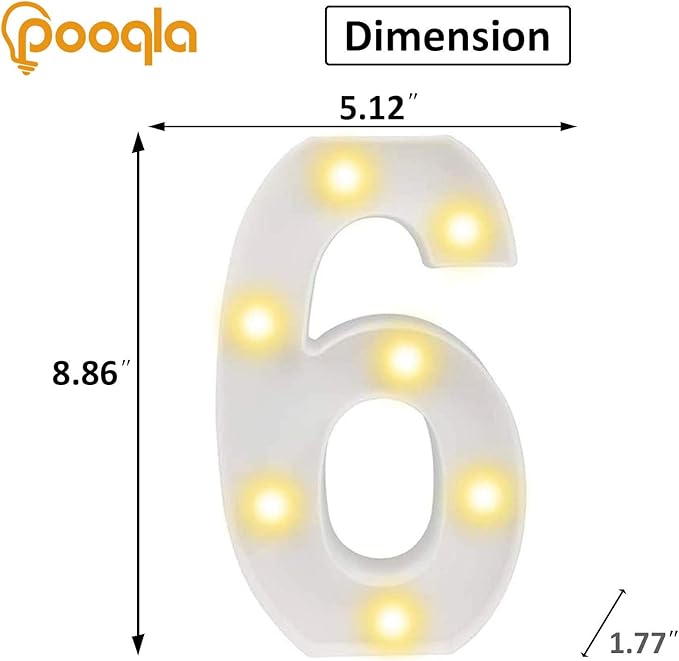 Pooqla Decorative LED Light Up Number Letters, Battery Operated - Image 3