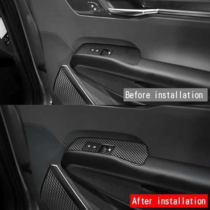 4pcs Carbon Fiber Style Front Rear Doors Window Glass Lift Switch Panel Cover - Image 5