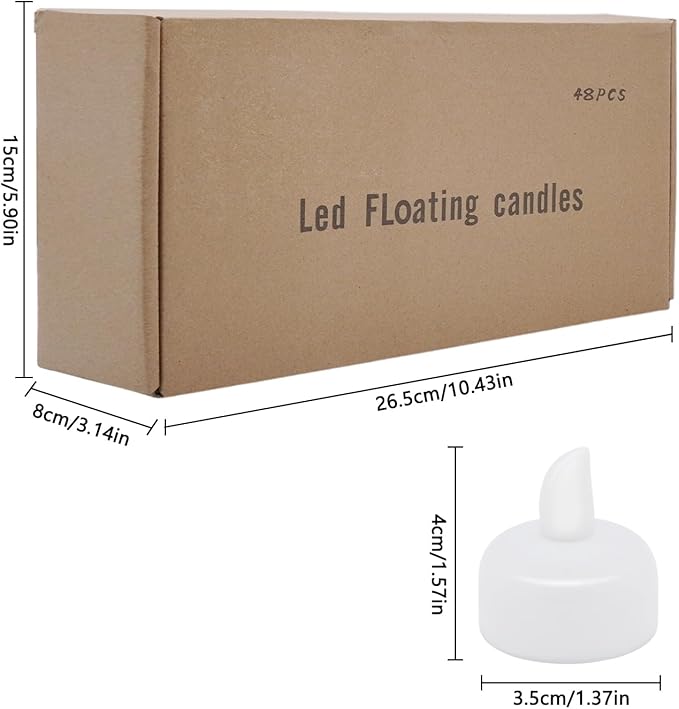 48pcs Warm White Flameless Waterproof LED Floating Tealights Candles - Image 4