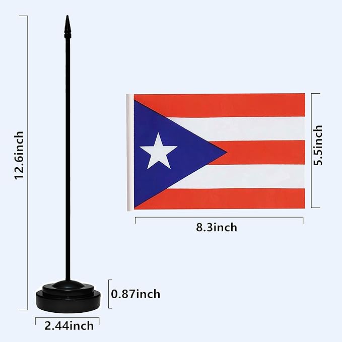 Puerto Rico Puerto Rican Deluxe Desk Flag Set Small Mini Miniature Puerto Rico - Image 3