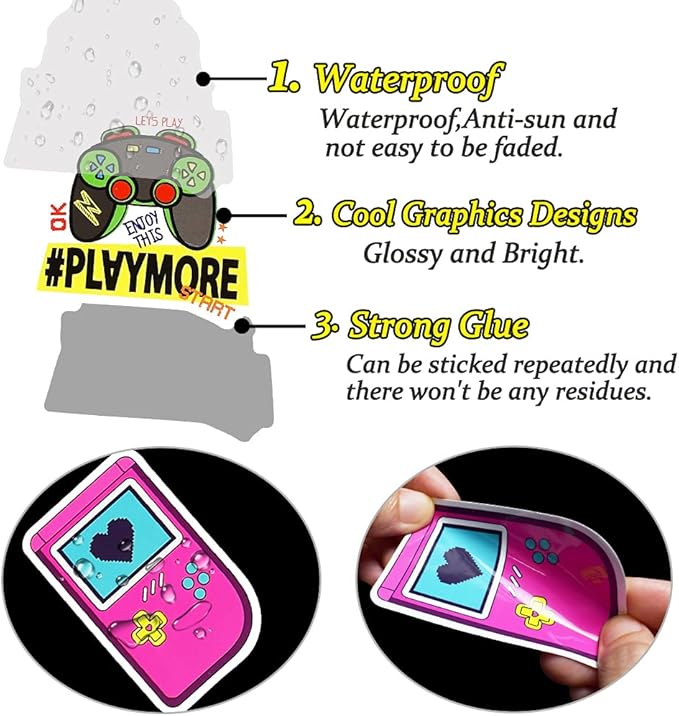 QTL Classic Gaming Stickers for Kids Video Game Stickers for Water Bottles - Image 4