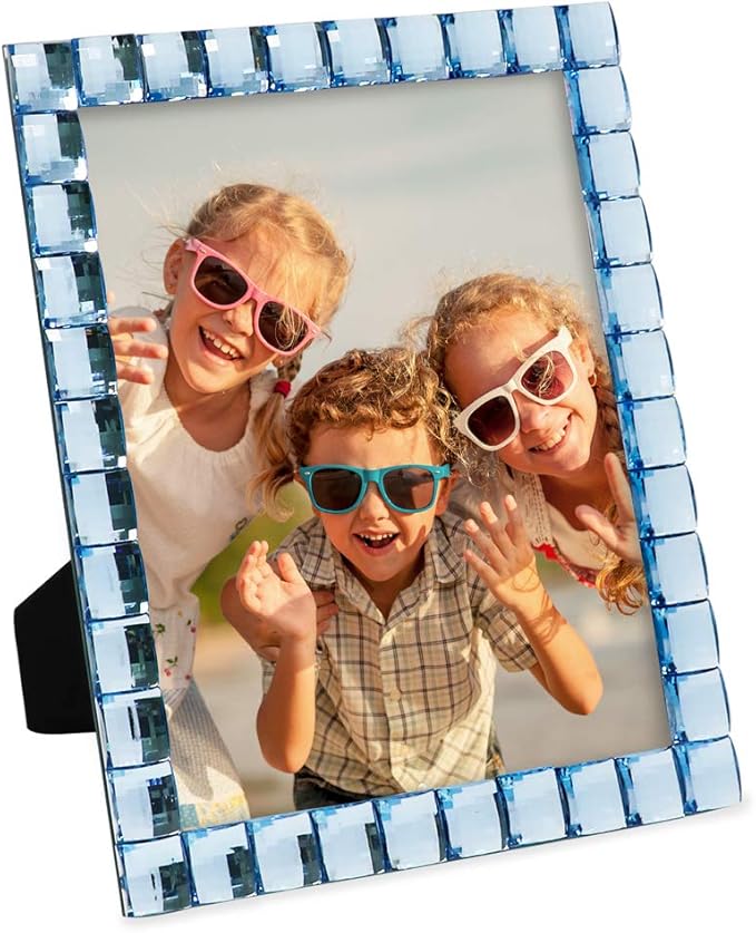 Isaac Jacobs Decorative Sparkling Light Blue Jewel Picture Frame, Photo Display - Image 5