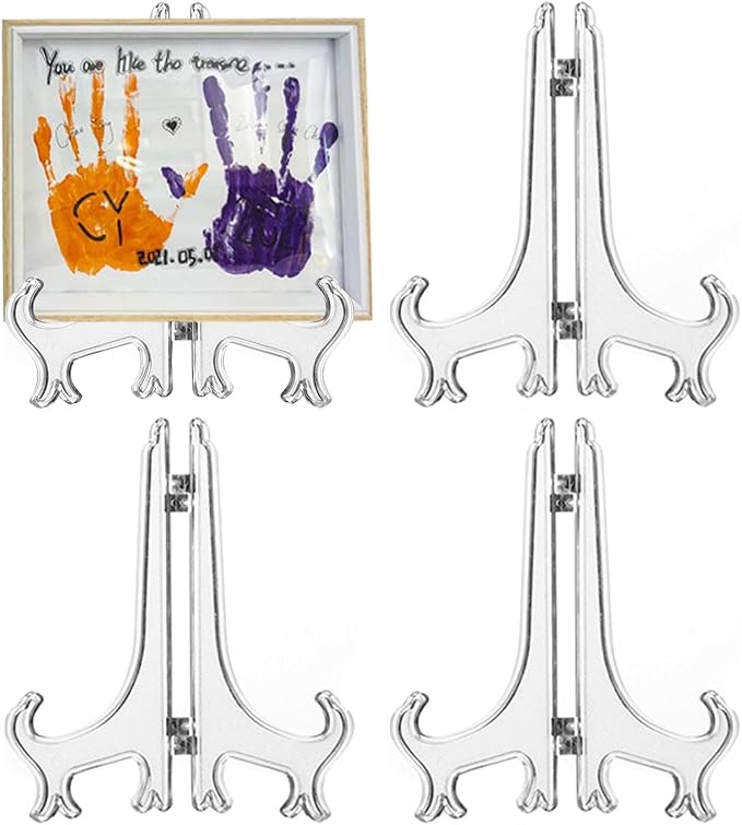 4 Pack 12 Inch Clear Plastic Easels or Stand/Plate Holders to Display Pictures by LonlyEagle