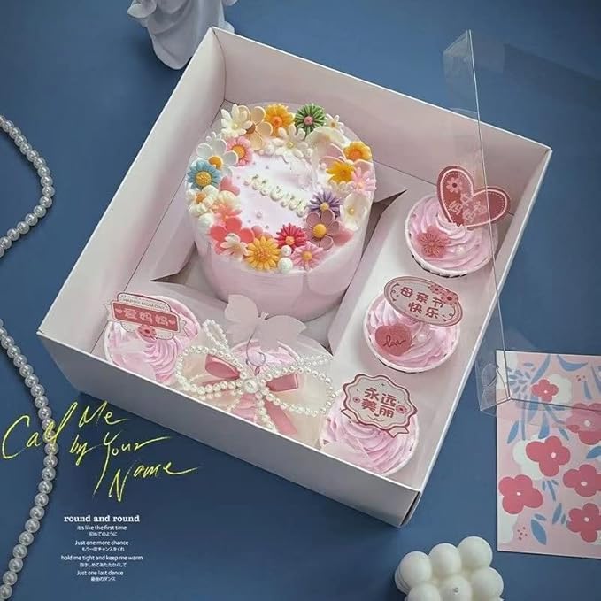 Bento Cake and Cupcake Box 2-in-1 4-inch Cake and 5 Cupcakes Box 5 Sets - Image 6