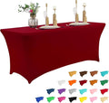 IVAPUPU 6FT Table Cloth for Rectangular Fitted Events Stretch Burgundy Table by IVAPUPU