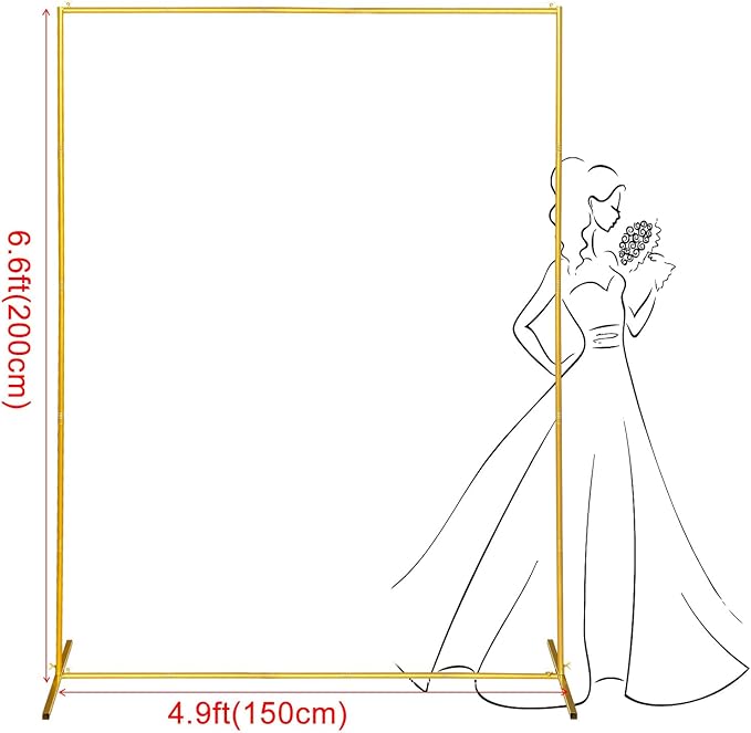 Metal Wedding Arch Backdrop Stand 6.6x5 FT Gold Square Balloon Arch Frame - Image 2