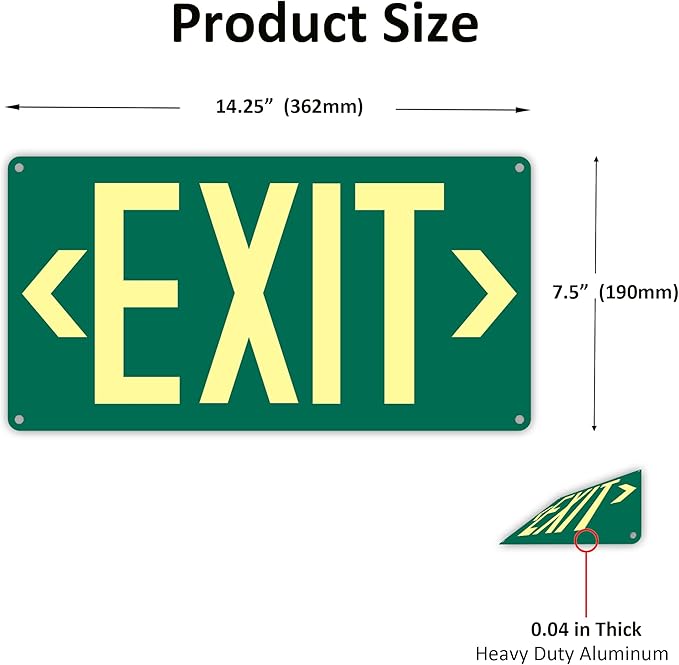 3Pack Photoluminescent Exit Sign Green - Image 4
