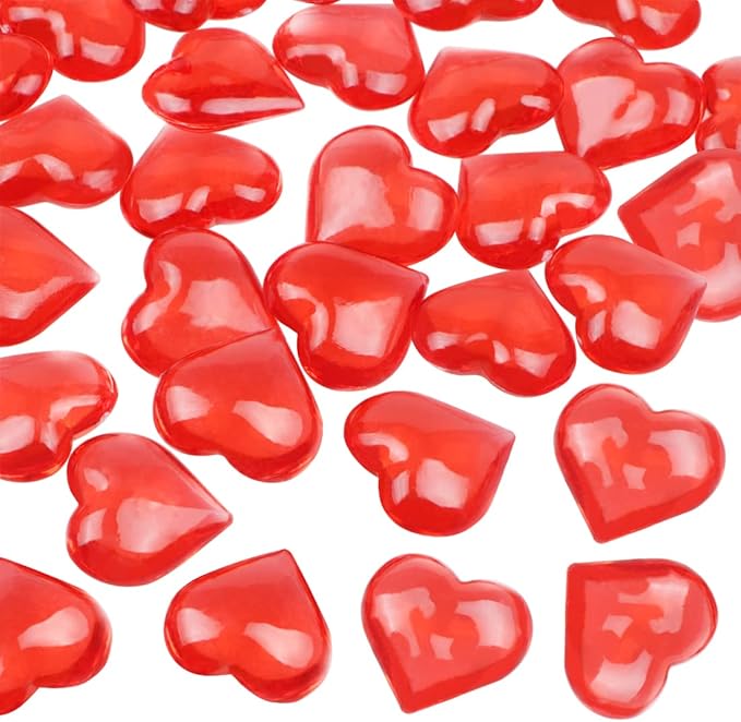 Fangoo 110 Pieces Red Acrylic Heart Red Heart Gems by Fangoo