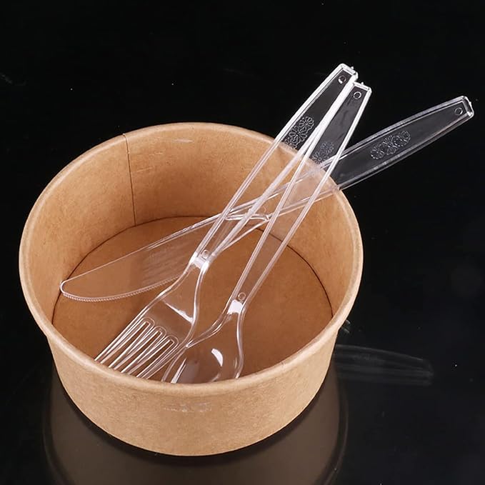 300 Count Clear Plastic Silverware, Heavy Weight Plastic Forks Spoons Knives - Image 8