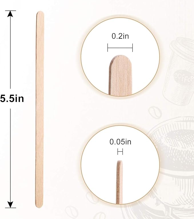 Wooden Coffee Stirrers, Thick Birch 5.5 Inches 1000PCS Disposable Coffee - Image 6
