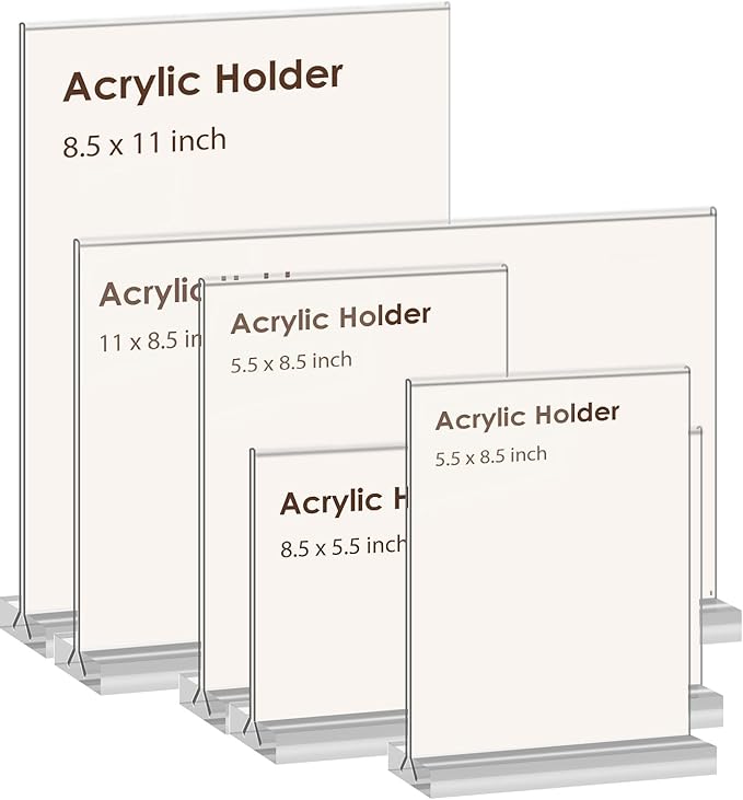 newnewshow Acrylic Sign Holder 11x8.5 Inch 3 Pack Horizontal T Shape - Image 5