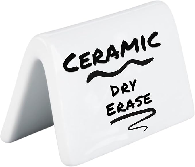 Double Sided Ceramic Dry Erase Table Tent Sign White by Knupp+Co.